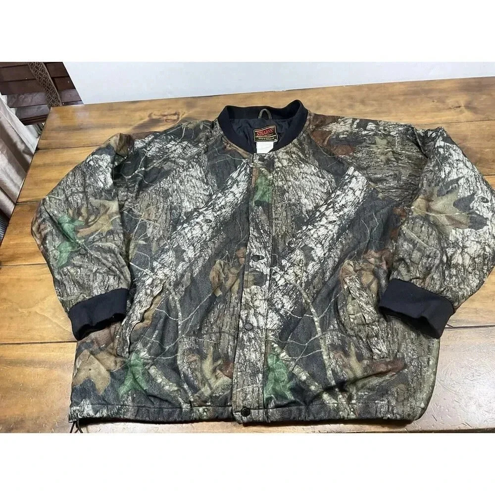 Stearns Mossy Oak Camo Jacket Dry Wear XL Quilted Water Resist Vintage Hunting